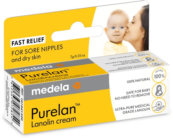 Medela Purelan Tepelzalf Lanoline tepelcreme snelle verlichting bij pijnlijke tepels - Tube 7gr