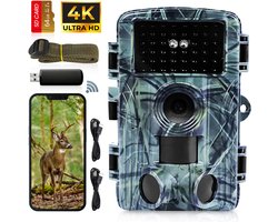 Frasco® Wildcamera met Nachtzicht - 4K Ultra HD & 60MP - Met WiFi & App - Incl. 64GB SD kaart - Wildlife - Waterdicht