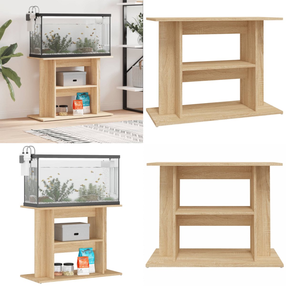 Aquariumstandaard 80x35x60 cm spaanplaat zwart eikenkleurig
