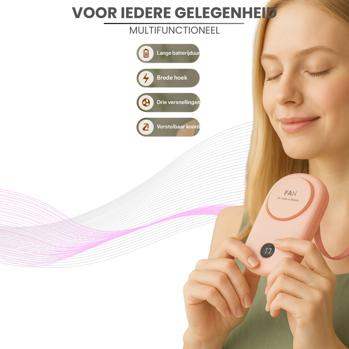 Twenty4seven® Handventilator met Hanger - Draagbare Ventilator Oplaadbaar - Waaier Handwaaier - Hand Tafelventilator Draadloos - Portable Mini Fan — afbeelding 2