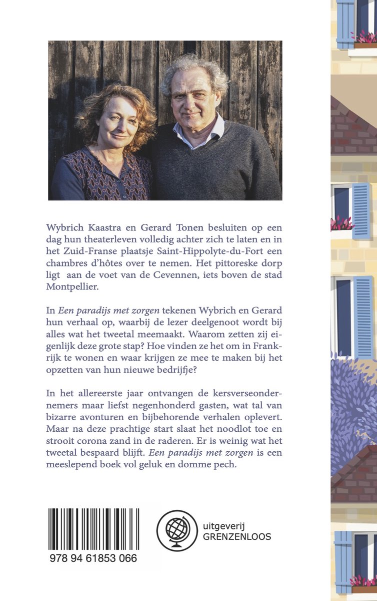 Een man en een vrouw met de tekst 'Een paradijs met zorgen'.
