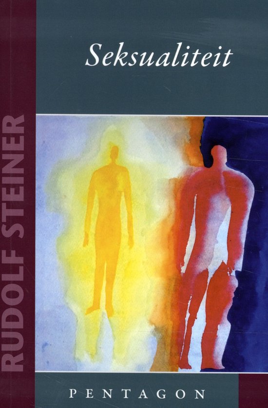 Livre intitulé 'Seksualiteit' par Rudolf Steiner. Image de deux silhouettes humaines aux couleurs vives sur fond sombre.