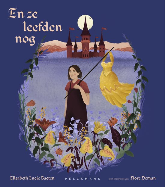 Meisje met gele jurk en kasteel.