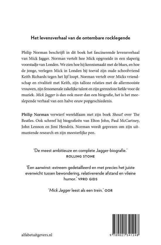 Boek 'Het levensverhaal van de ontembare rocklegende' over Mick Jagger.
