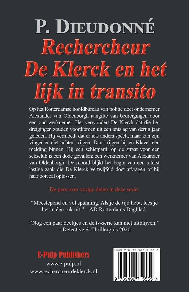 De Klerck 4 - Rechercheur De Klerck en het lijk in transito - back cover