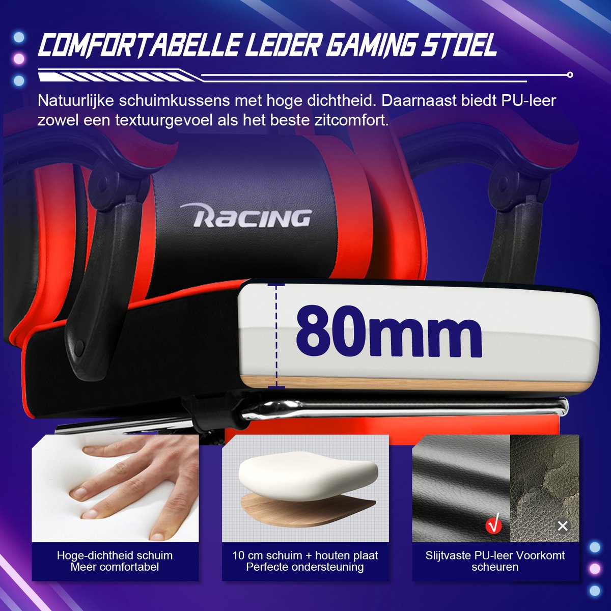 Elekiatech Gaming Stoel met Inklapbare (EAN: ...1250) - afbeelding 2