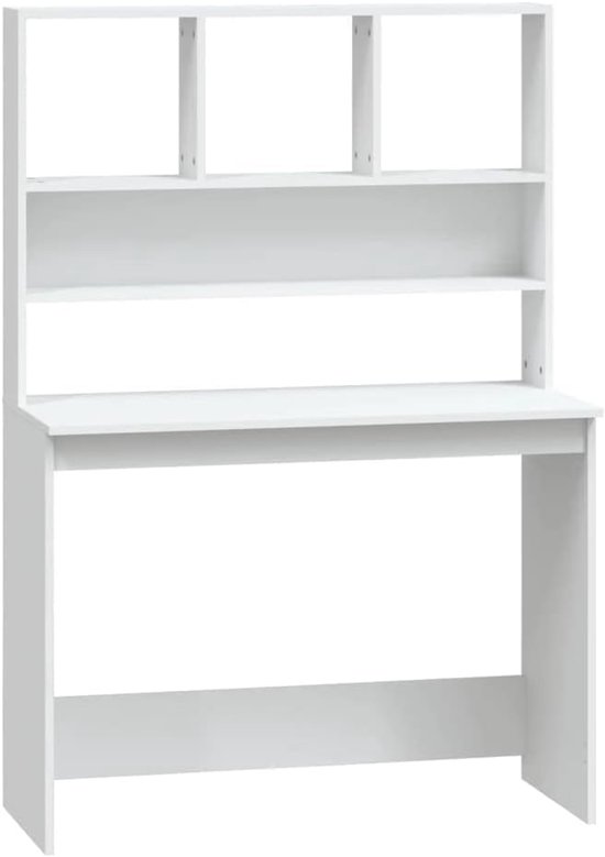 Vidaxl bureau avec étagères blanc 100x45x140 cm bois d'ingénierie