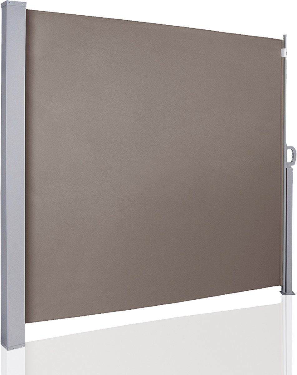 Zijluifel Uittrekbaar Windscherm 160x300 cm Aluminium– Oprolbaar – Zonnescherm – Tuin, Strand, Terras, Balkon, Camping - Privacy – Zijluifel – Weerbestendig - Bruin