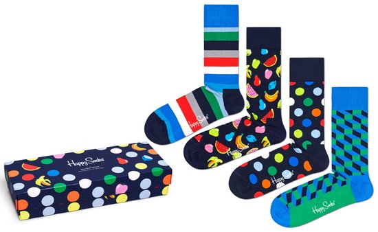 Happy Socks Navy Giftbox 4P - Maat 36-40
