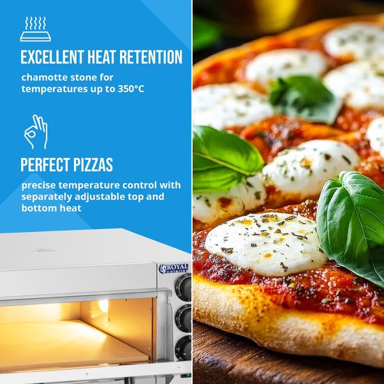 Pizzaoven - pizzasteen - 1 kamer - 2000 W - Royal Catering — afbeelding 2