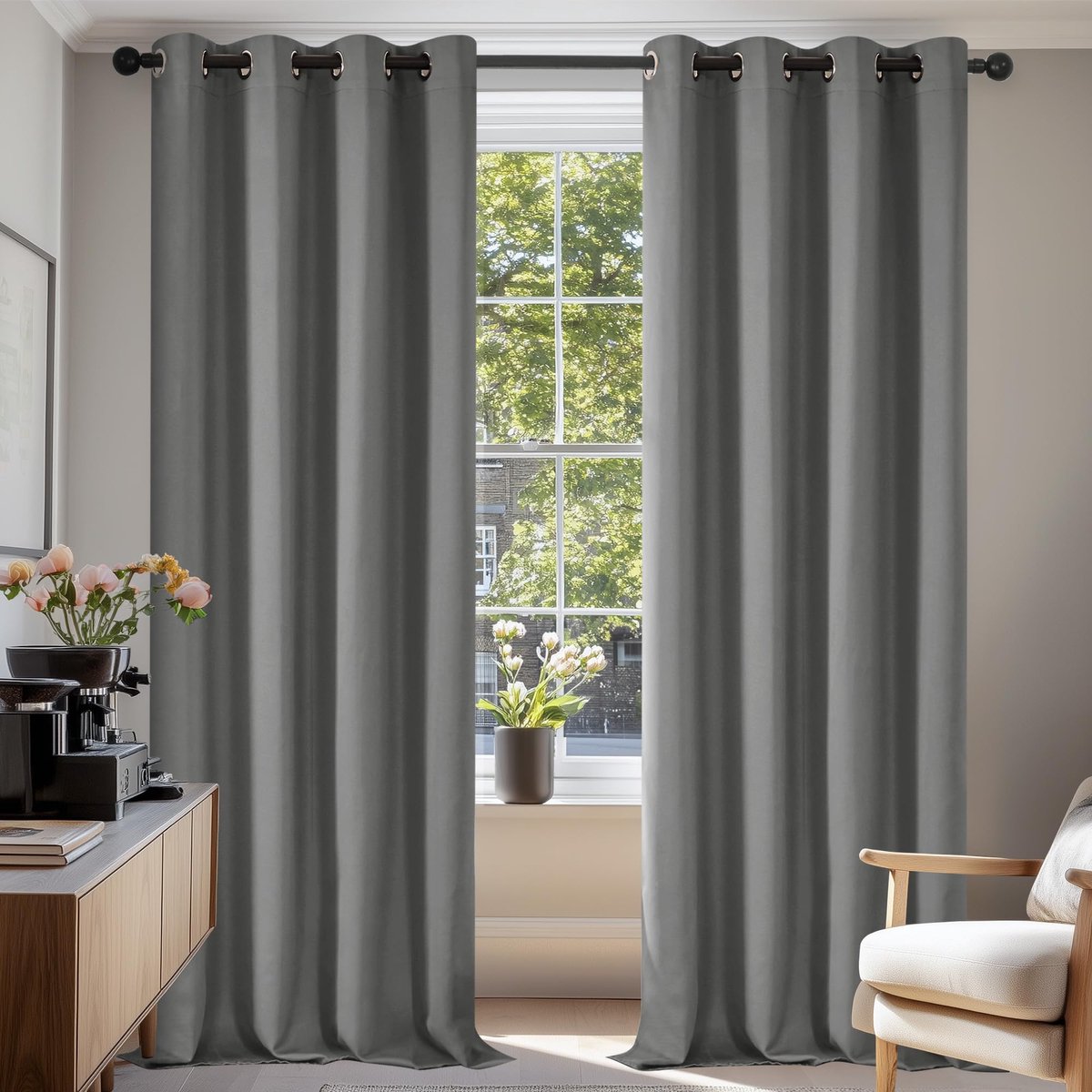 Unyqoos ® Stijlvolle Verduisteringsgordijnen Met Eenvoudig Ophangsysteem Voor Optimale Privacy En Comfort grijs