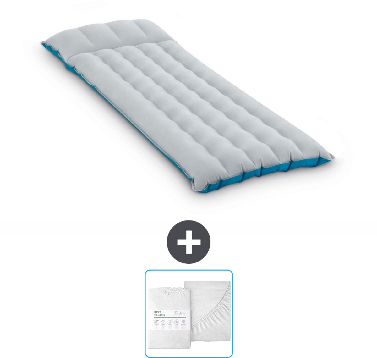 Intex Campingmat - 1-Persoons - 67 x 184 x 17 cm - Blauw - Inclusief en Hoeslaken