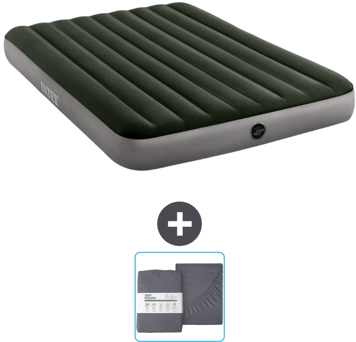 Intex Luchtbed - 2-Persoons - 152 x 203 x 25 cm - Groen - Inclusief en Hoeslaken