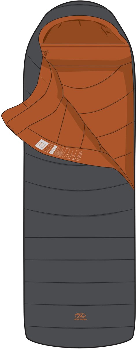 Highlander mummyslaapzak Rayet Hybrid 450E Dark Grey -7°C - Grijs van Merkloos — afbeelding 2