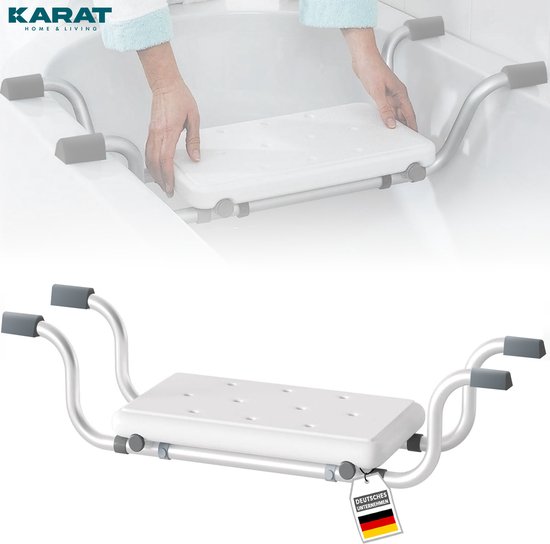 FLOORDIREKT Badzitje Levi - Zitplank voor Bad - Antislip - 150kg Draagvermogen - Verstelbaar 78-86 cm - Badkruk - Douchezitje voor Volwassenen & Senioren - Badplank