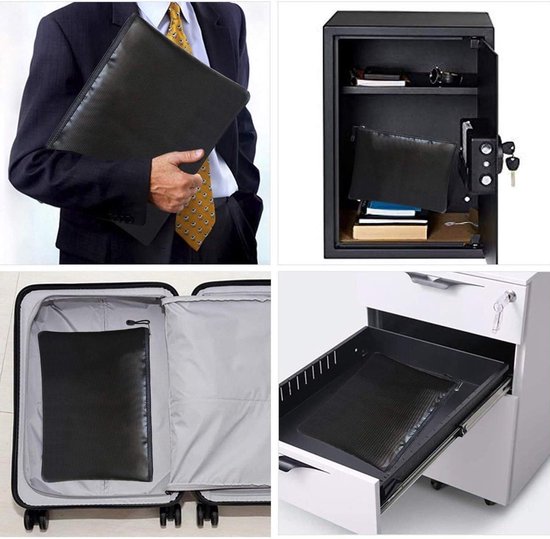 Sac à documents ignifuge, sac à argent à fermeture éclair ignifuge et étanche pour espèces, 10"x13", gardez vos documents importants, bijoux, passeport, devises, objets de valeur en toute sécurité, sac de rangement ignifuge parfait