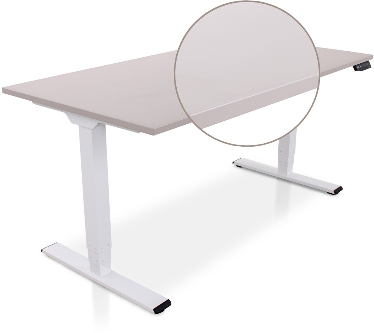 Multi Ratio Lineaflex MRC COMFORT Zit-Sta Bureau – Elektrisch Verstelbaar – 180x80 cm – Blad Sand Grey – Wit Frame – ARBO Norm NEN-EN 527 – Met memorybediening – 100 KG Draagvermogen – 130 cm Hoog