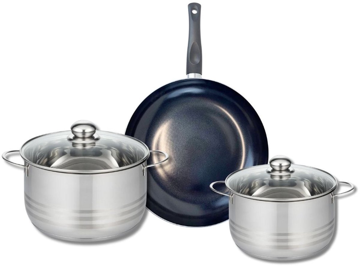 Set van 1 Koekenpan 28 cm en 2 kookpannen 20 en 24 cm Elo Prima Brillant