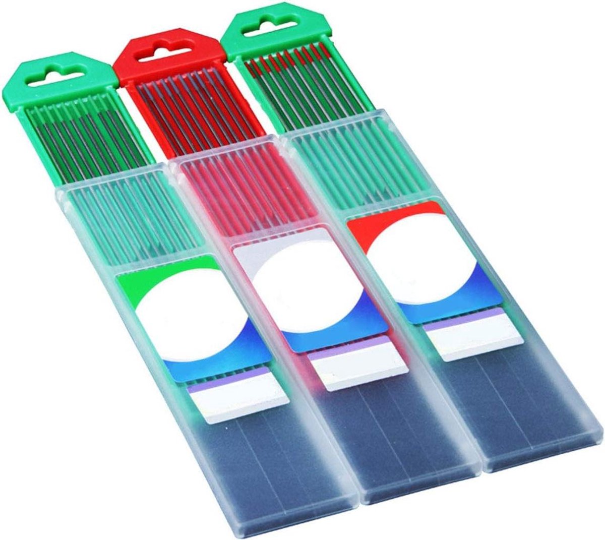 10 stuks WIG WELDING wolfraamelektroden lasstangen (rood grijs groen) industriële accessoires.