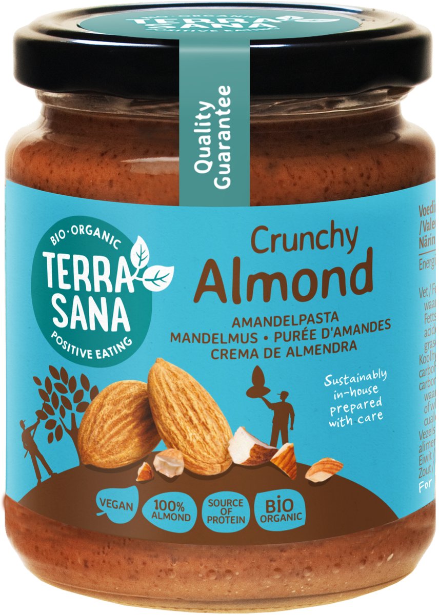 TerraSana Amandelpasta bruin crunchy bio 250 Gram