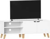 ACAZA TV Meubel - TV kast - Wit - 140 x 40 x 50 cm (L x B x H) - TV Standaard - Kast - TV Meubel Industrieel - Kasten - Kast met Planken - TV meubel hout