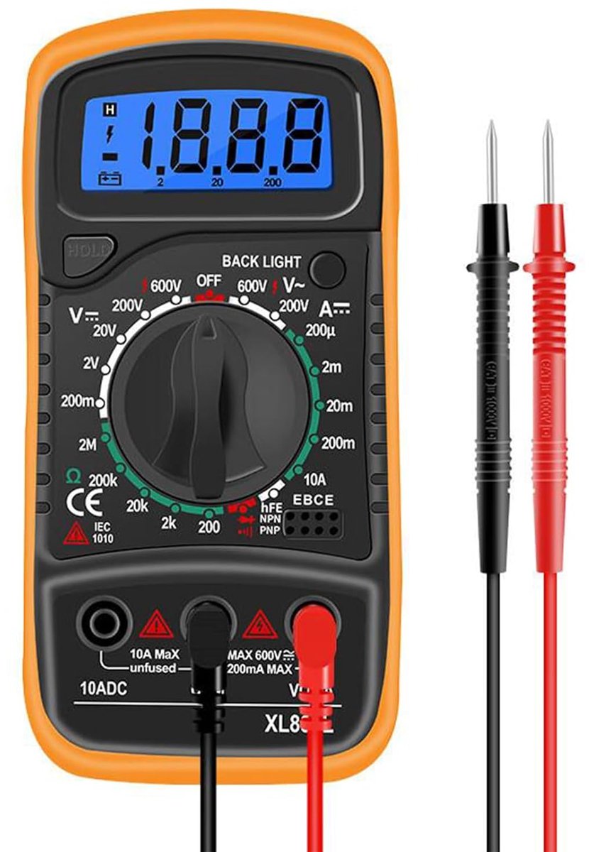 Digitale Multimeter 3-in-1 met Hoge Gevoeligheid - AC/DC Spanning, Versterking en Weerstand