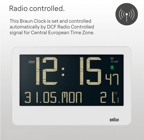 Braun Digitale Radiografische Wekker Voor De Midden Europese Tijdzone Dcf Met Datum Maand 1020140 Braun Digitale Radiografische Wekker Voor De Midden Europese Tijdzone Dcf Met Datum Maand 1020140