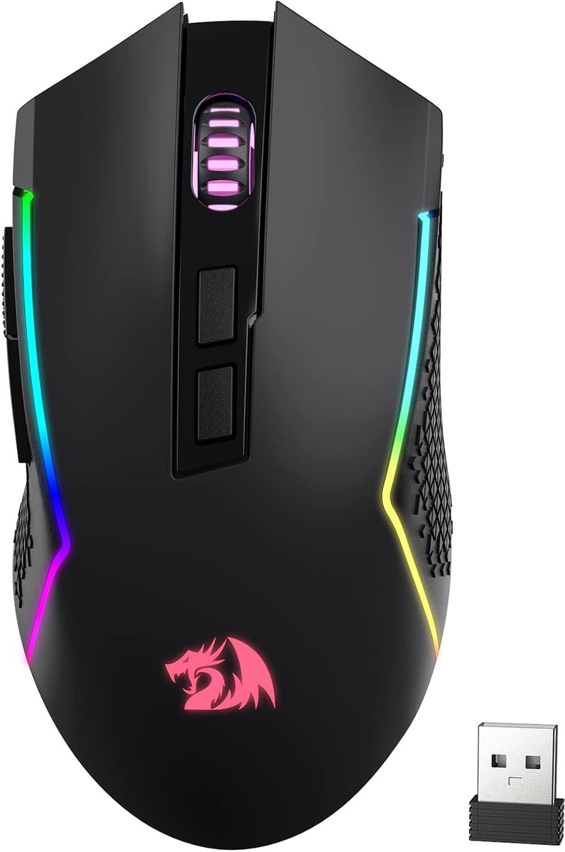 Draadloze gamingmuis 8000 dpi met 3 modi, Bluetooth en 2.4 G, 7 macrotoetsen en RGB-achtergrondverlichting voor pc en laptop