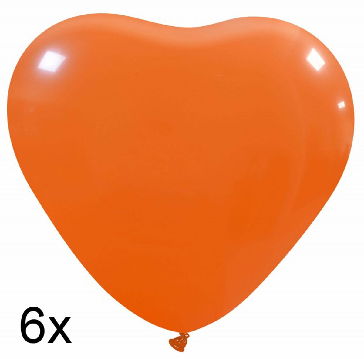 Oranje Hart Ballonnen, 6 stuks (25cm)