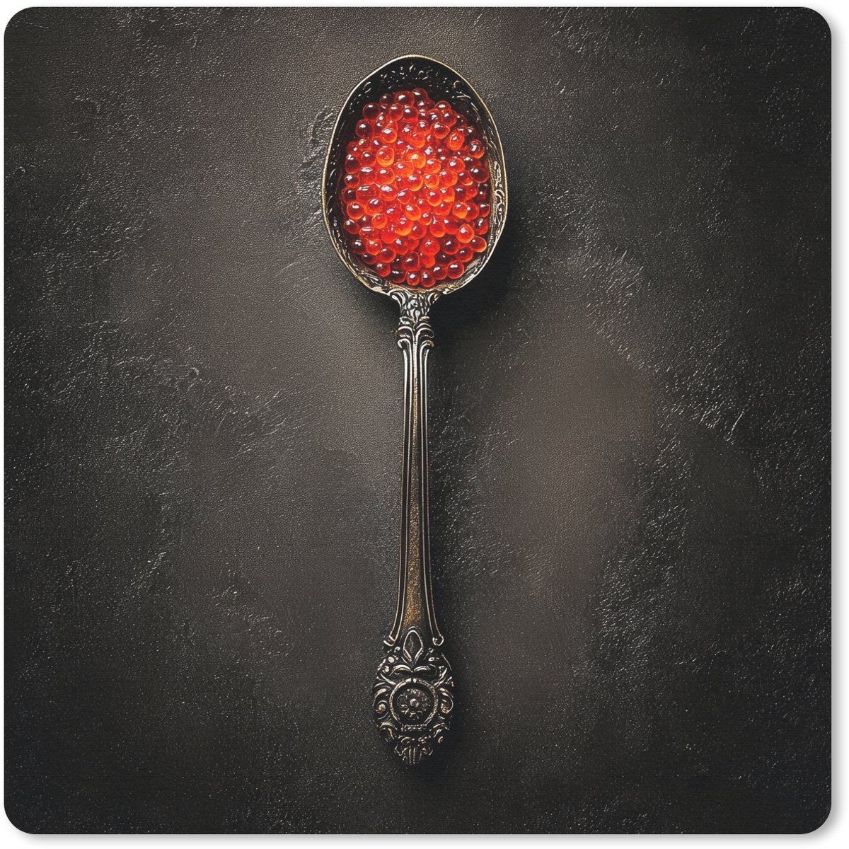Muismat 20x20 cm - Mousepad Zwart - Lepel - Caviar - Muismatten
