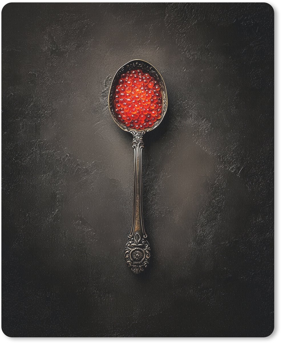 Muismat 19x23 cm - Mousepad Zwart - Lepel - Caviar - Muismatten