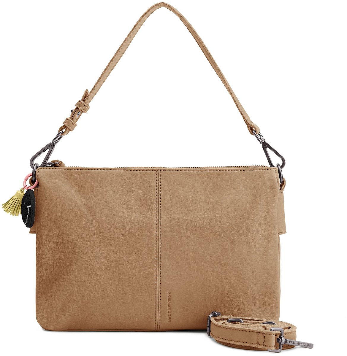 FREDsBRUDER Leren Schoudertas Take A Smile Crossbag Milk Coffee Lichtbruin