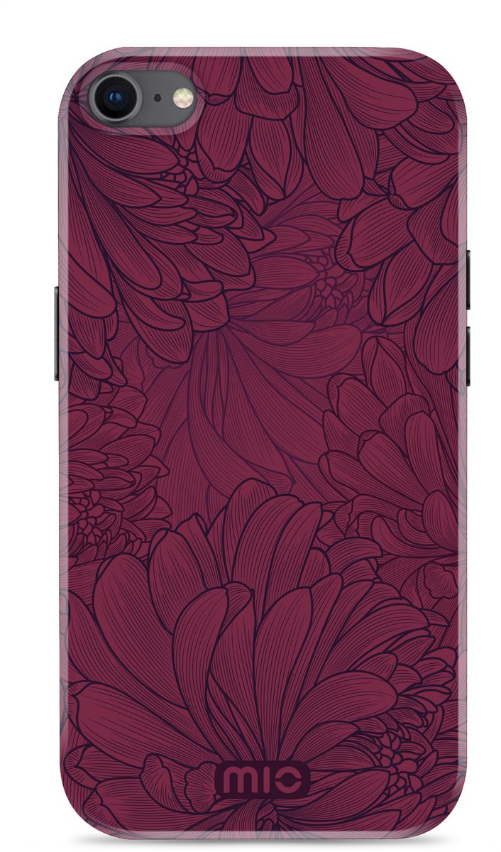 Mio by Mobilize Hoesje geschikt voor Apple iPhone SE (2020) MagSafe Telefoonhoesje Hardcase | Mio by Mobilize Backcover | Geschikt voor MagSafe | Geschikt voor Draadloos Opladen met Magnetische Ring | Geschikt voor MagSafe Case - Berry Blooms | Rood