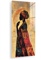 MuchoWow® Glasschilderij 60x120 cm - Schilderij acrylglas - Vrouw - Silhouet - Patronen - Sierlijk - Foto op glas - Muurdecoratie woonkamer - Wanddecoratie slaapkamer - Schilderijen