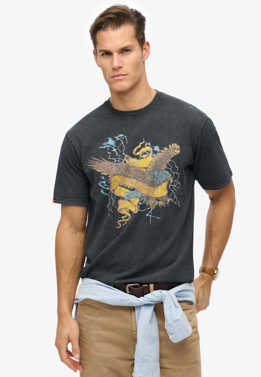 Superdry Biker Rock ruimvallend T-shirt met afbeelding Heren T-shirts Zwart