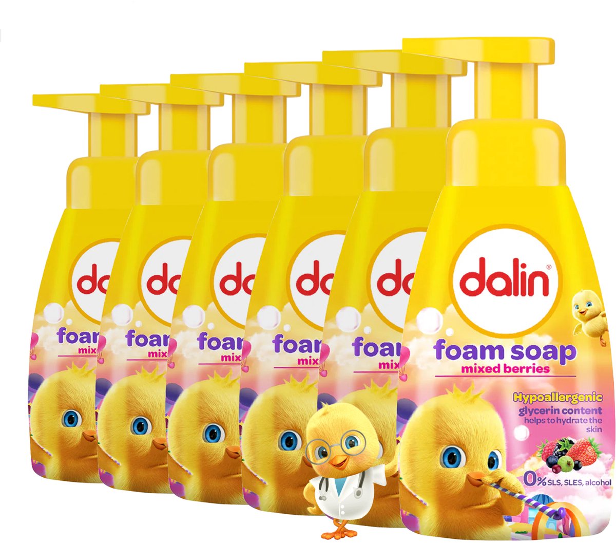 Dalin Foaming Handzeep Bosvruchten 6 x 200ml Milde Schuimzeep voor Kinderen