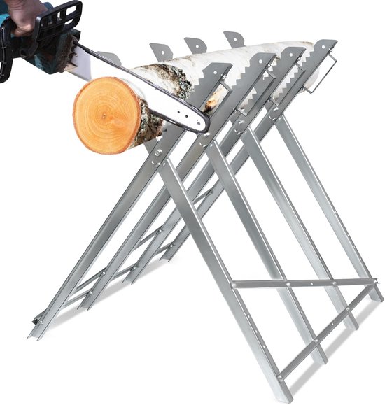 Aufun Zaagbok voor Kettingzagen - Opvouwbaar 150 Kg Draagvermogen - Houten Metalen Zaagframe - Zaaghulpmiddel van Aufun — afbeelding 3