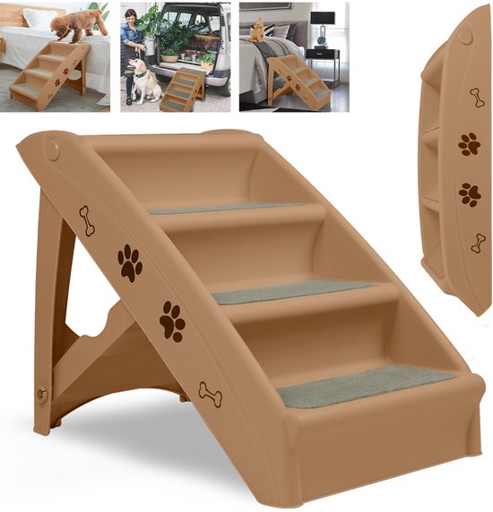 Froadp 100x40x60cm Inklapbare Trap voor Honden Trappen van Kunststof Opvouwbare Hondentrap