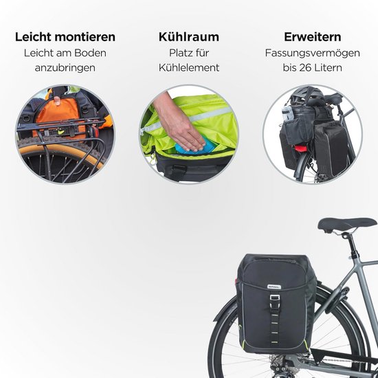 New Looxs Nyborg Double 34 liter fietstas dark grey black