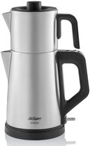 Bol.com Arzum Deminde Elektrische Theepot AR3129-0600 | Inox - 1.8L + 1.0L - Led-indicator - 360° basis - 1800W aanbieding