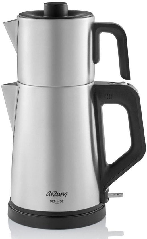 Arzum Deminde Elektrische Theepot AR3129-0600 | Inox - 1.8L + 1.0L - Led-indicator - 360° basis - 1800W