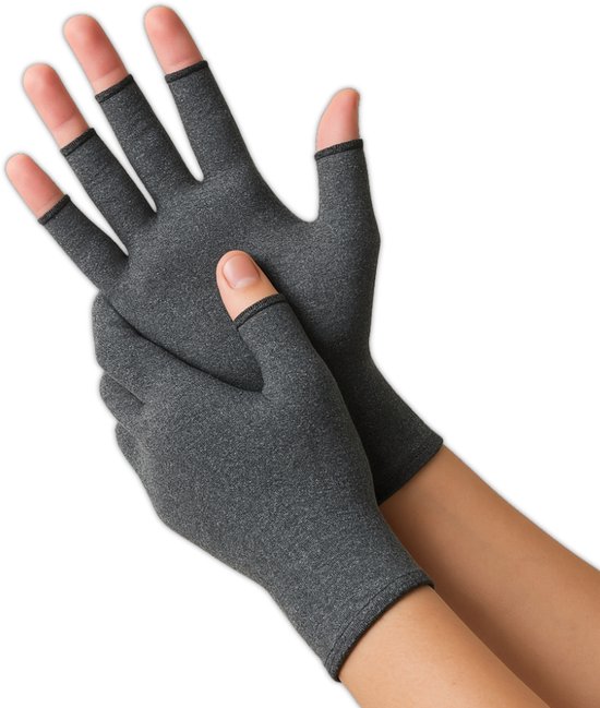 Trebin Reuma Handschoenen - Compressie Handschoenen - Dames en Heren - Artrose - Reuma - Artritis - RSI - CTS - Maat S - Grijs
