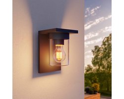 Ledvion - LED Wandlamp Incl. Sensor, Antraciet, E27 Fitting, IP44, Zwart
