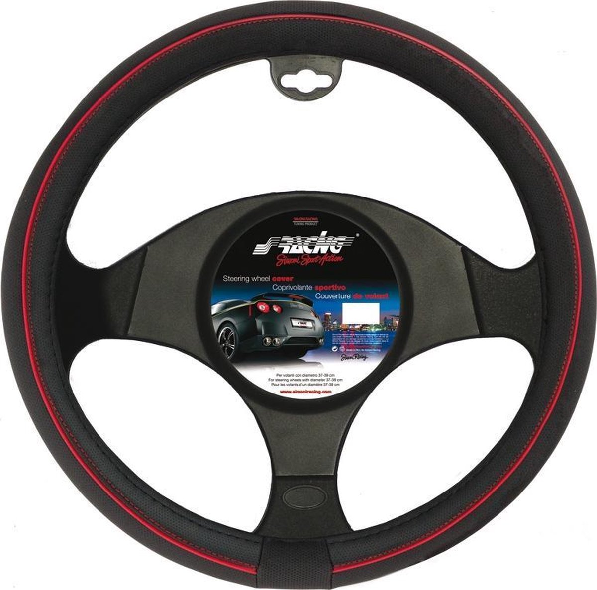 Simoni Racing Stuurwielhoes Speed - 37-39cm - Zwart/Rood