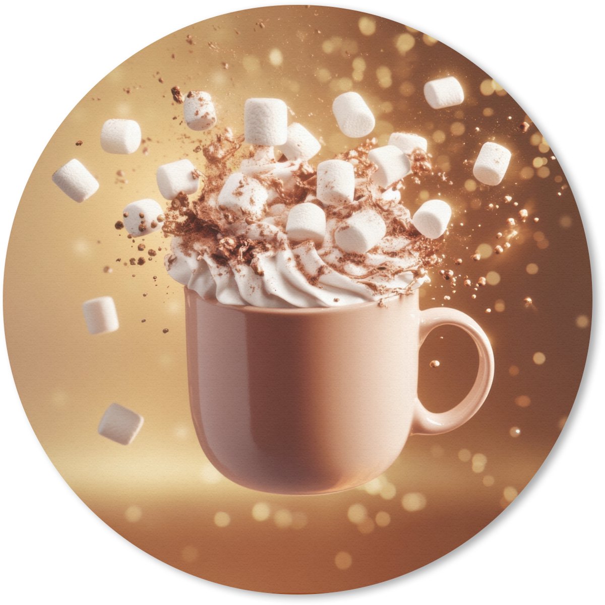 Muismat rond 20x20 cm - Mousepad Chocomelk - Drinken - Warm - Bruin - Ronde muismatten