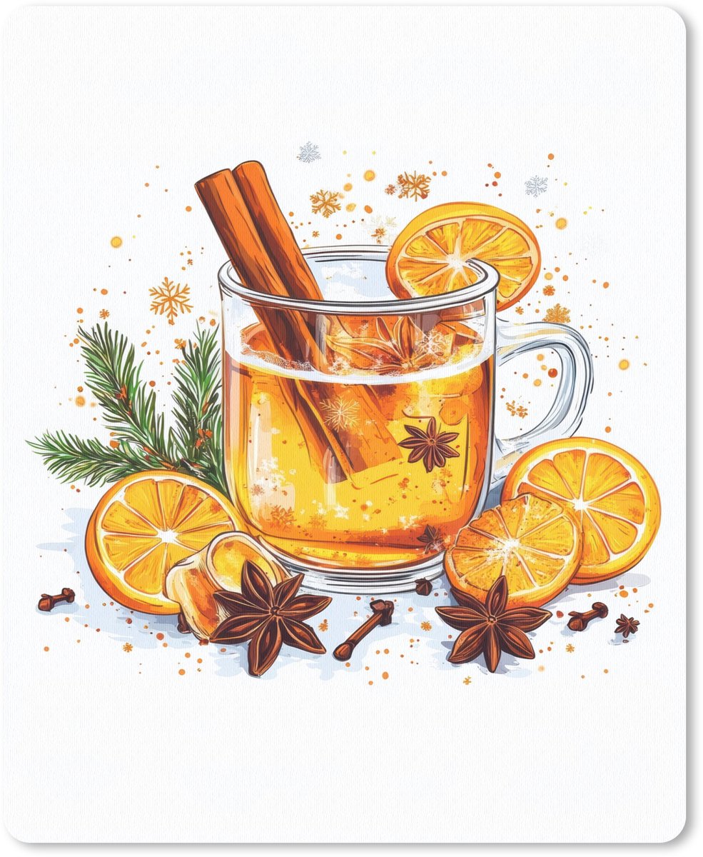 Muismat 19x23 cm - Mousepad Warm - Thee - Oranje - Kaneel - Muismatten