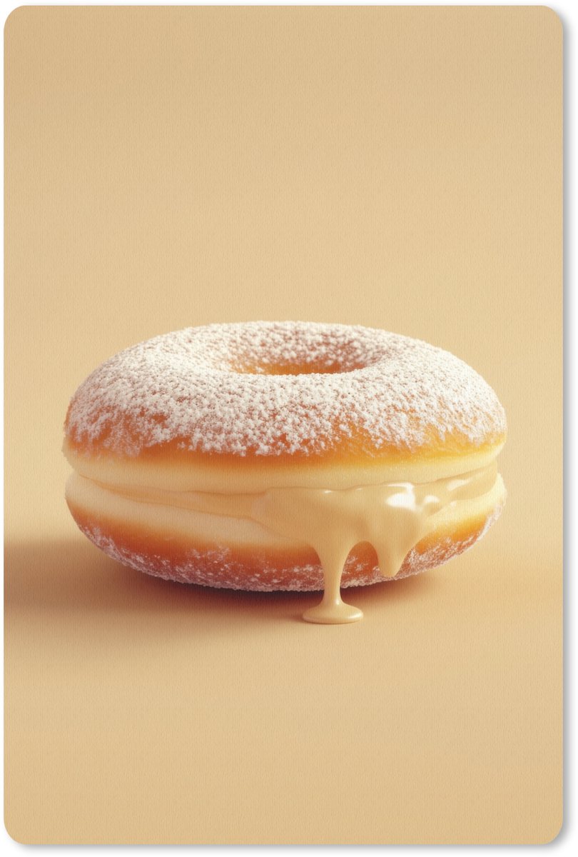 Muismat 18x27 cm - Mousepad Donut - Romig - Poedersuiker - Beige - Muismatten