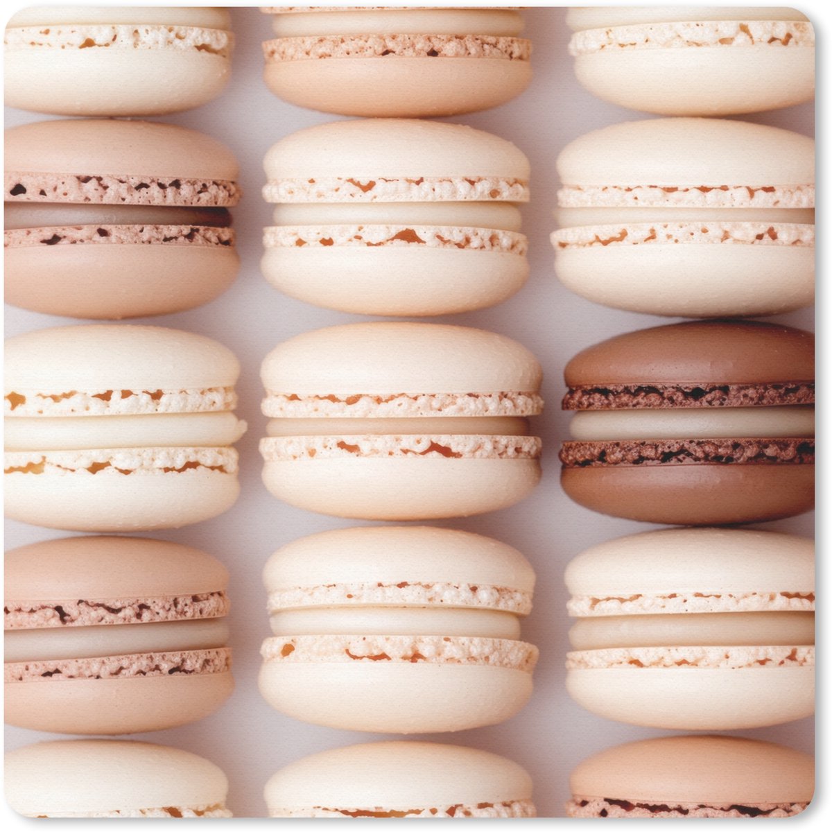 Muismat 30x30 cm - Mousepad Macarons - Beige - Bruin - Muismatten
