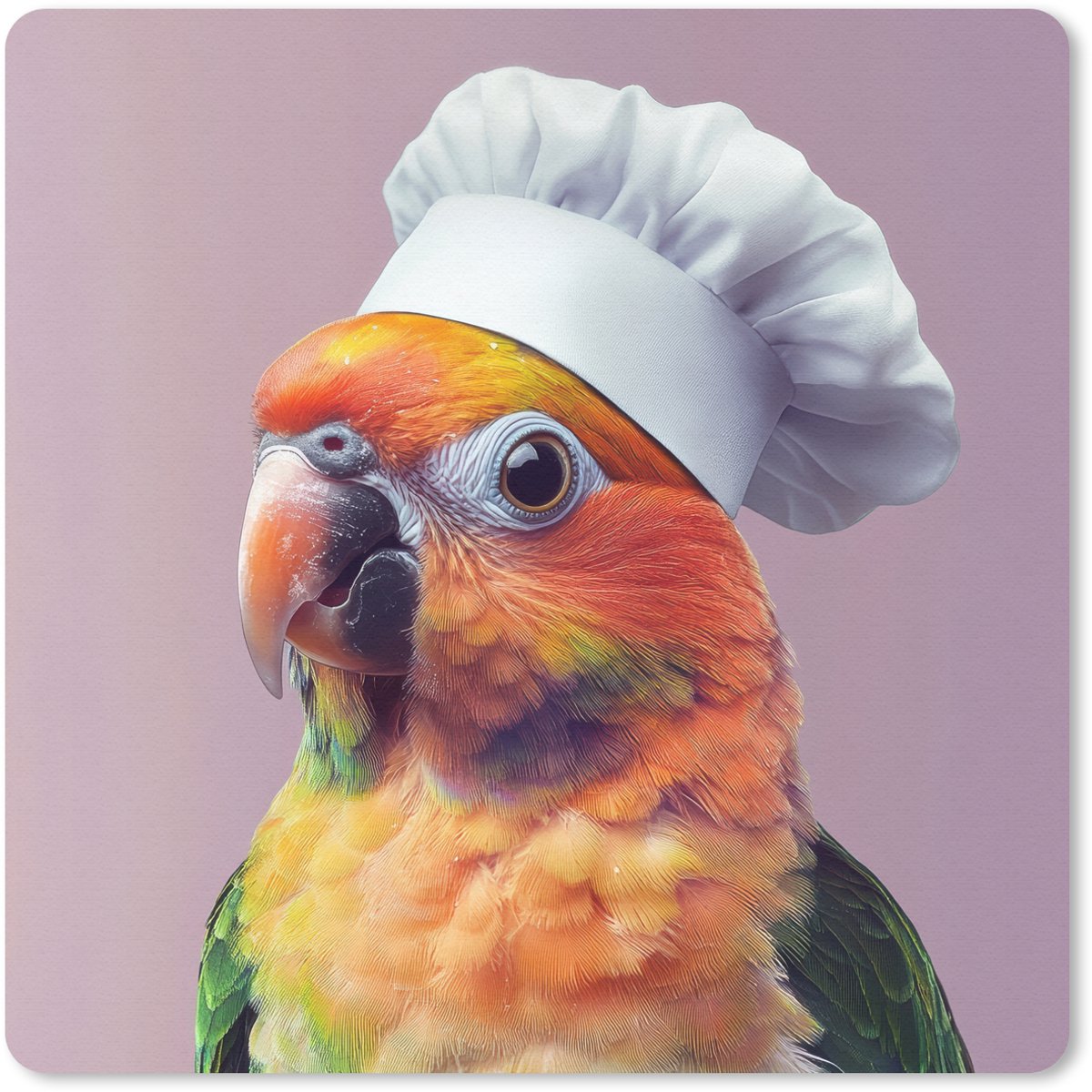 Muismat 20x20 cm - Mousepad Papegaai - Koksmuts - Nieuwsgierig - Vogel - Muismatten