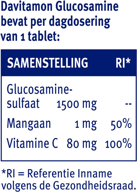 Davitamon Glucosamine - met glucosaminesulfaat, mangaan en Vitamine C  -  Voedingssupplement  - 45 tabletten